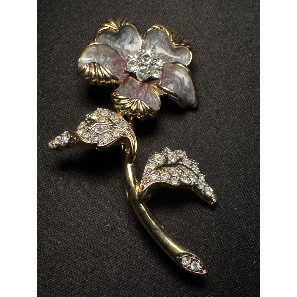 Nolan Miller Rhinestone Flower Brooch - Picture 2 of 7